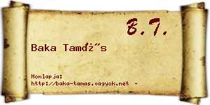 Baka Tamás névjegykártya